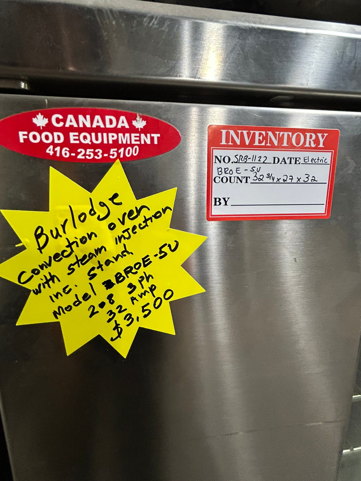 Burlodge Convection  Oven Model #BROE-5U Inc. Stand REFURBISHED - SRB-1122