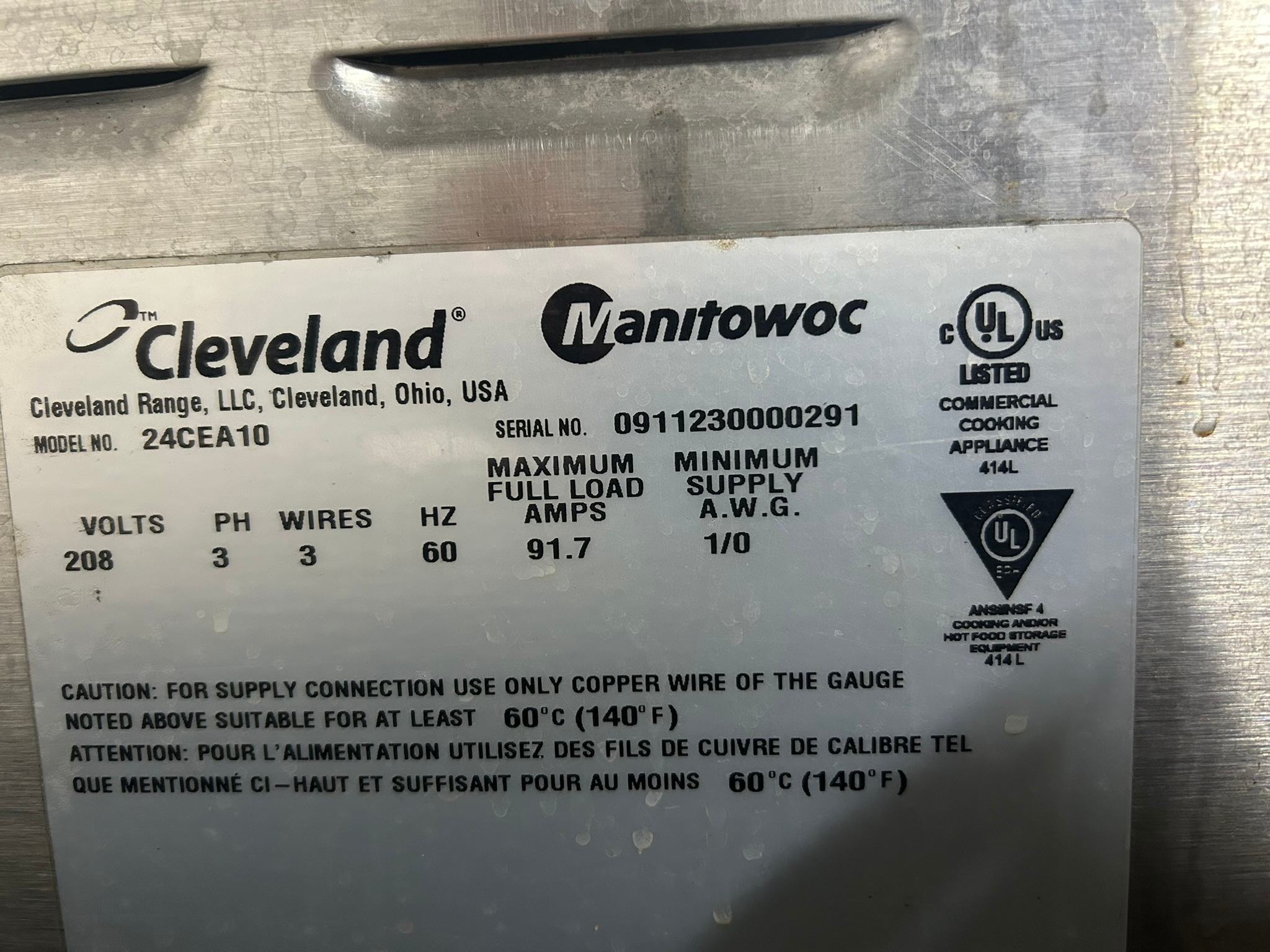 Cleveland Double Steamer,  Electric, 10 Pan,  Model 24CEA10 REFURBISHED - SRB-1115