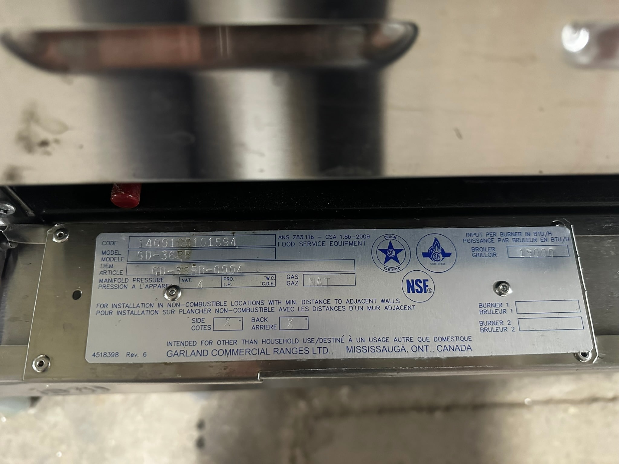 Garland GD-36RB Designer Series 36" Radiant Natural Gas Charbroiler  REFURBISHED - SRBO-0081