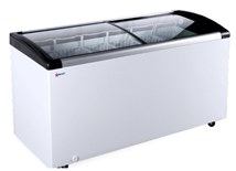 Omcan 57″ Ice Cream Display Chest Freezer with Curved Glass Top - 47754