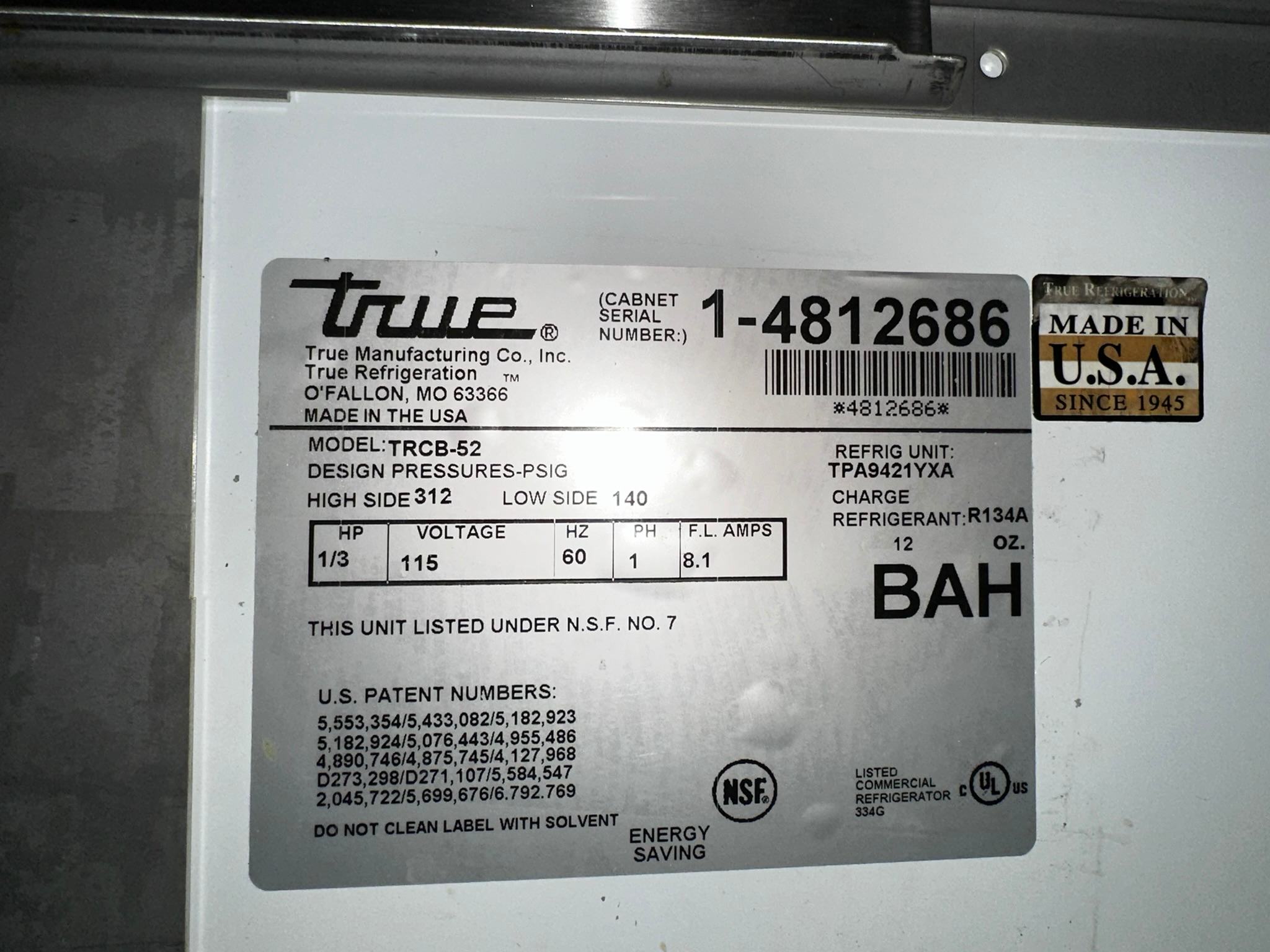 True TRCB-52-HC Refrigerated Chef Base REFURBISHED - SRBO-0114