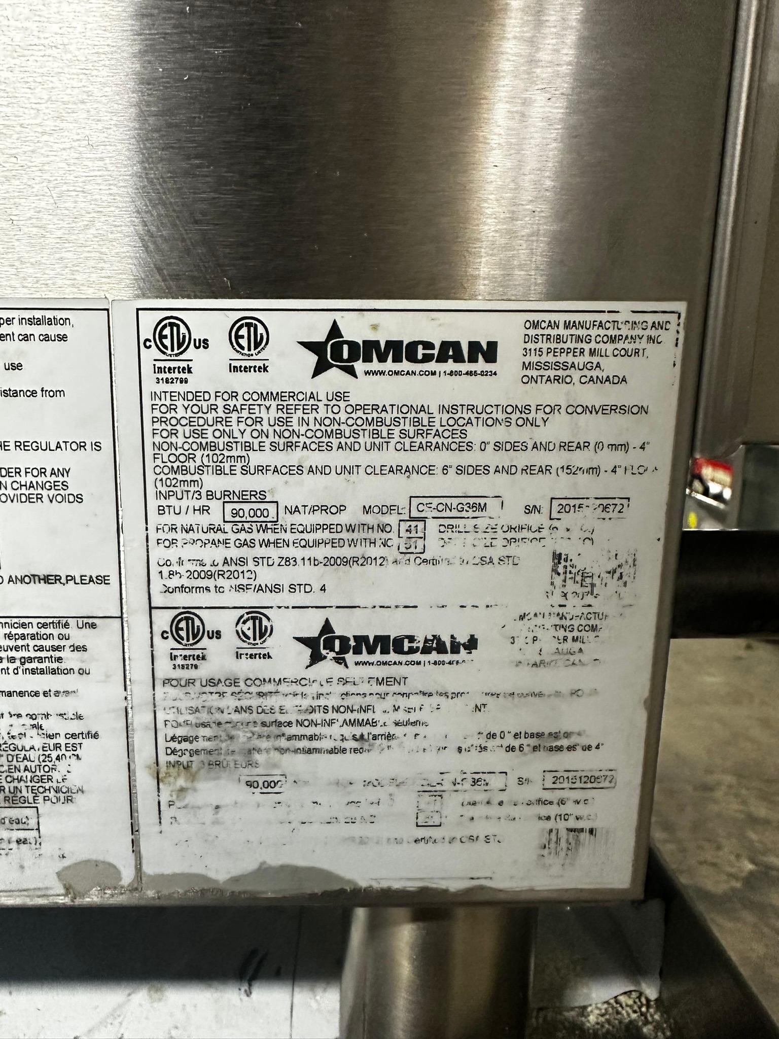 Omcan CE-CN-G36M Griddle - Natural Gas REFURBISHED - SRBO-0119