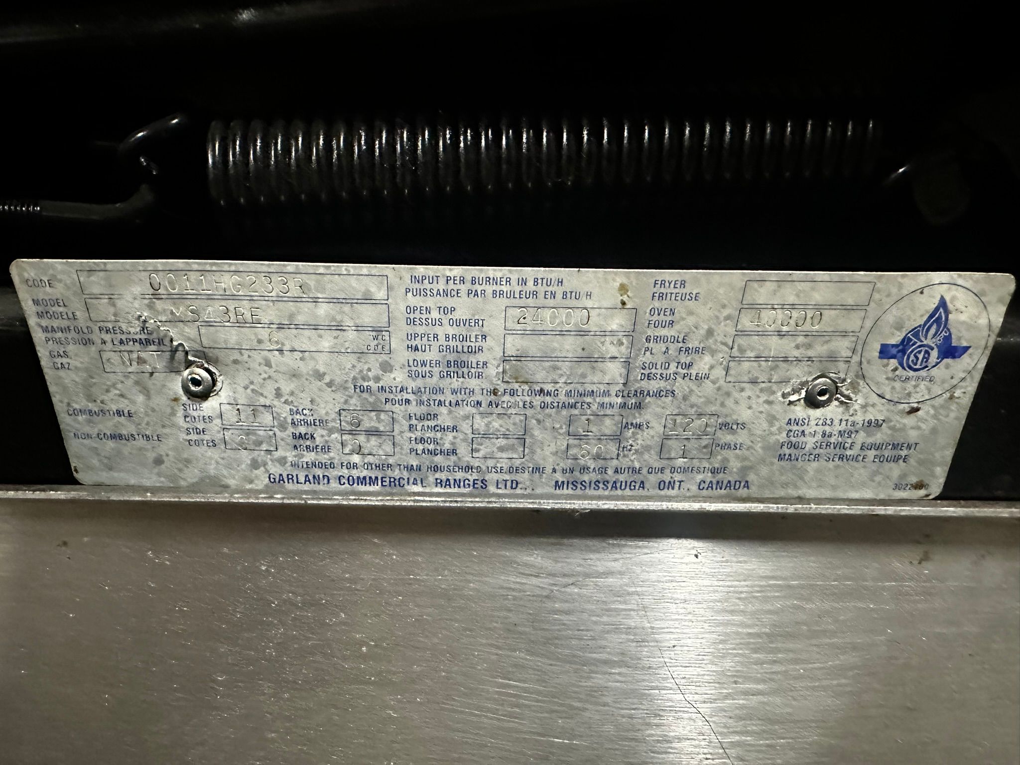 Garland Master Sentry MS43RF – 6 Burner Gas Range with Standard Oven REFURBISHED - SRBO-0127 Garland Master Sentry MS43RF – 6 Burner Gas Range with Standard Oven REFURBISHED - SRBO-0127