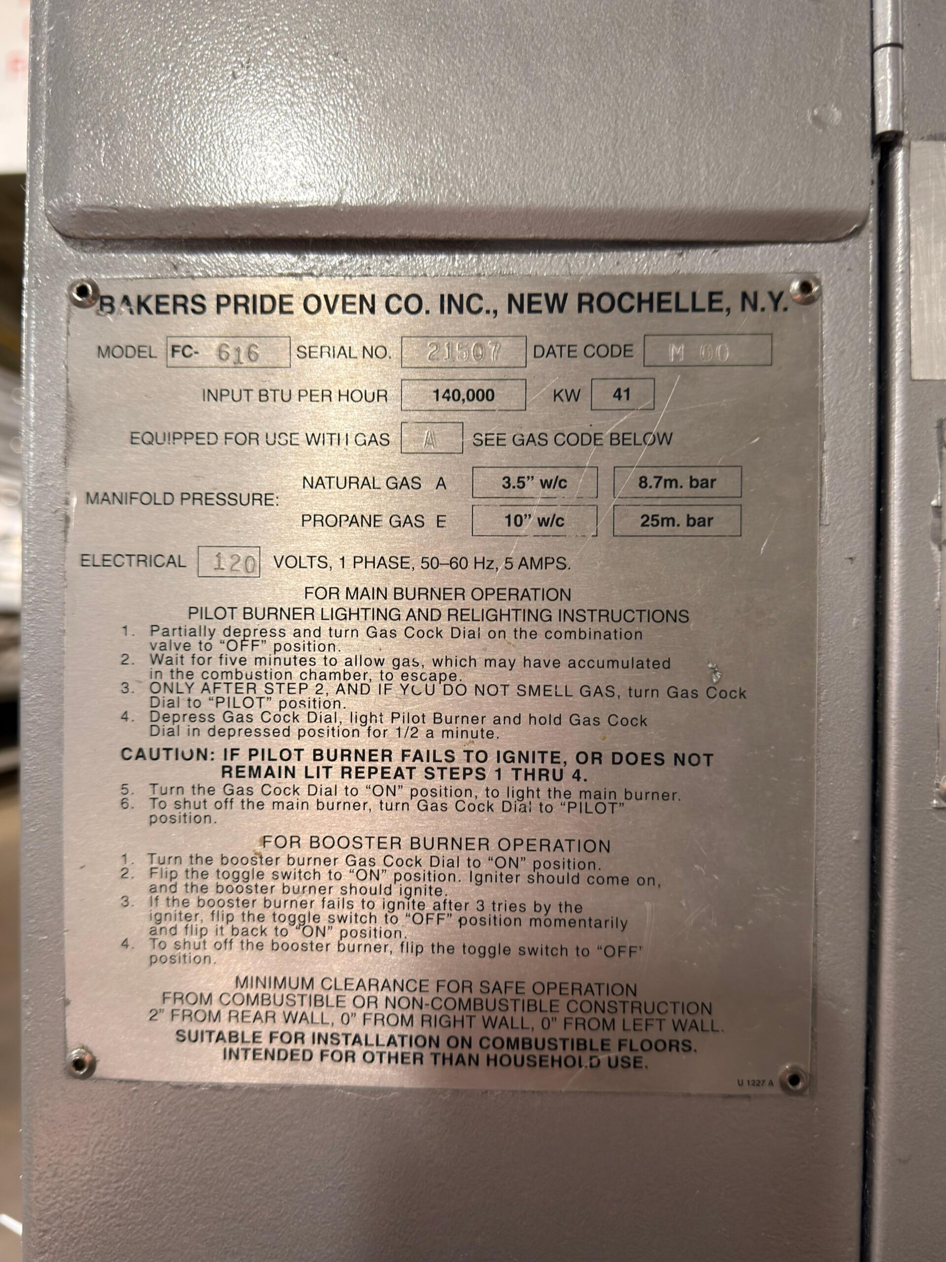 Bakers Pride FC-616 Super Deck Series Gas Pizza Bake Oven Single Deck REFURBISHED – SRB-0922