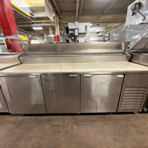 Custom Stainless Pizza prep table 87" with marble REFURBISHED - SRB-0943