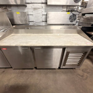 Custom Stainless Pizza prep table 72" withmarble REFURBISHED - SRB-0945