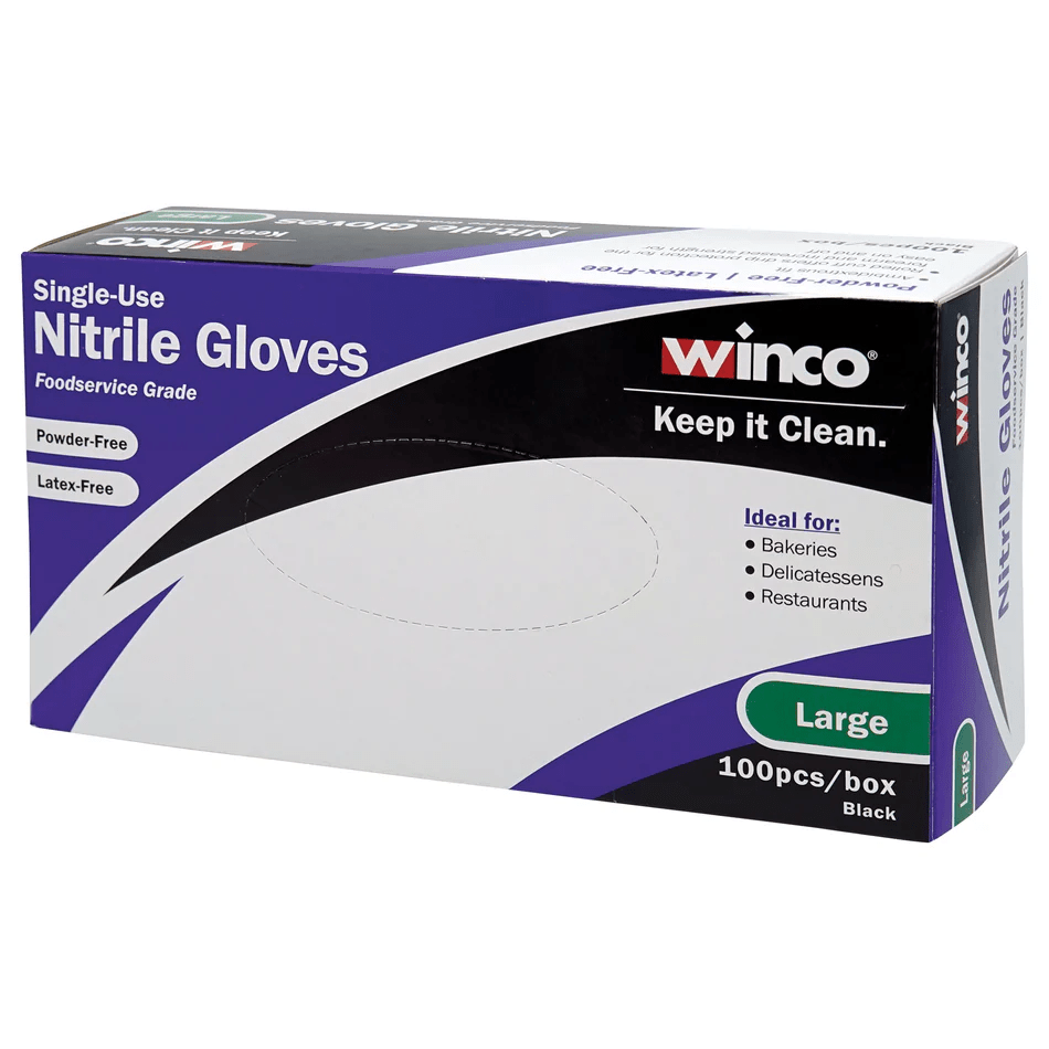 Winco  Nitrile Glove Foodservice Grade Large 100Pcs/Box - GLN-LB