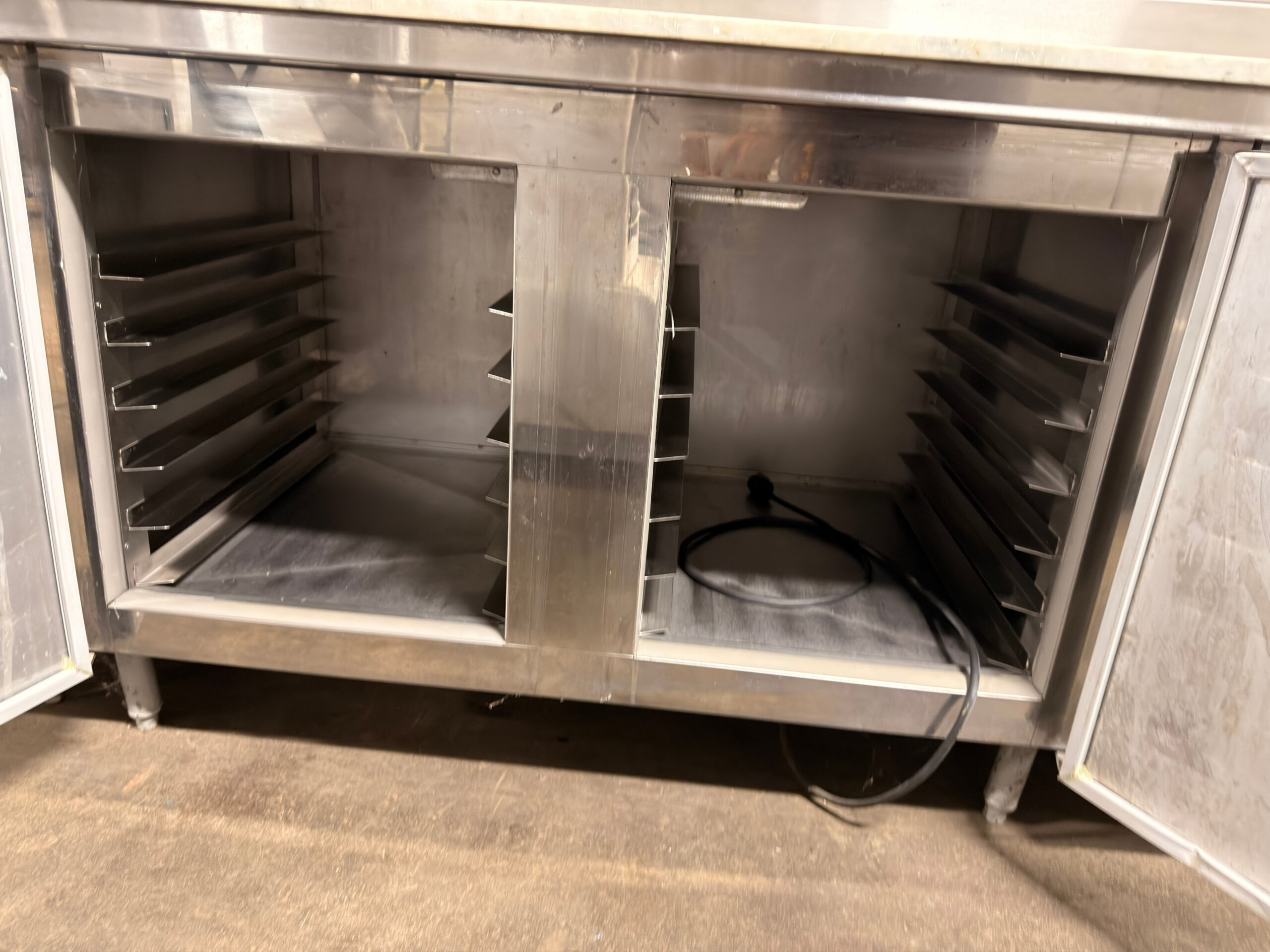 Custom Stainless Pizza prep table 72" withmarble REFURBISHED - SRB-0945