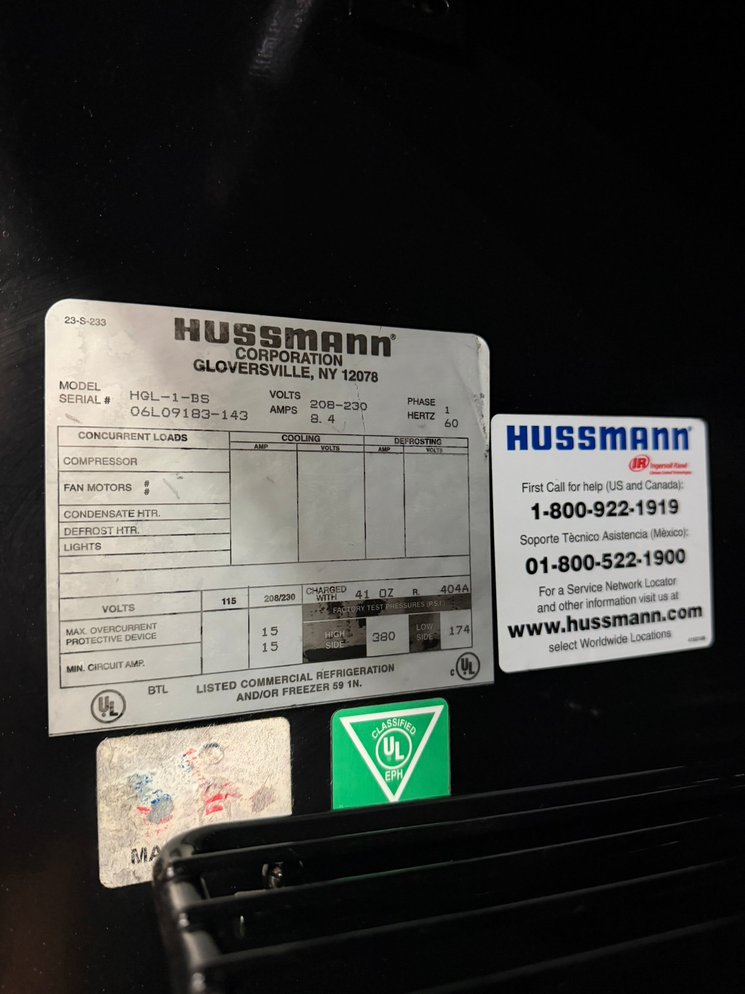 Hussmann Single Vertical Glass Door Chiller HGL-1 REFURBISHED - SRBAC-09