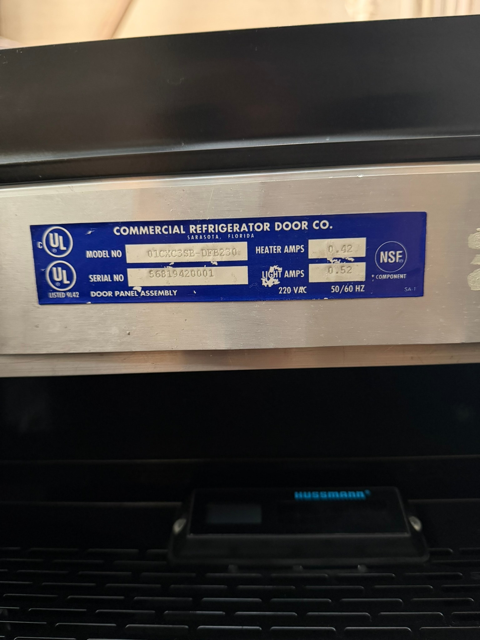 Hussmann Single Vertical Glass Door Chiller HGL-1 REFURBISHED - SRBAC-09