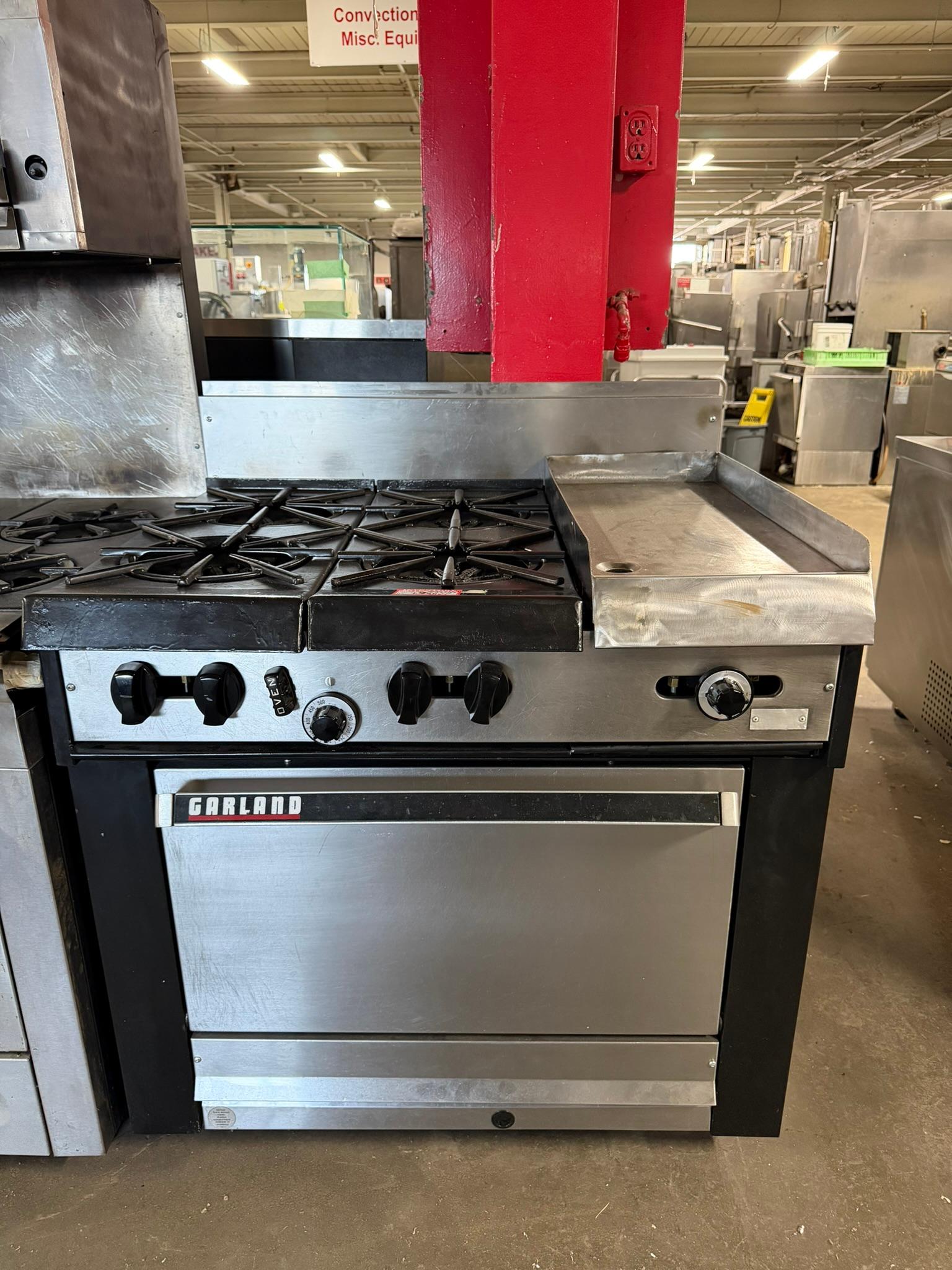 Garland 36″ – 4-Burner Gas - 12" Griddle Range w/ Standard Oven  REFURBISHED – SRBO-0169
