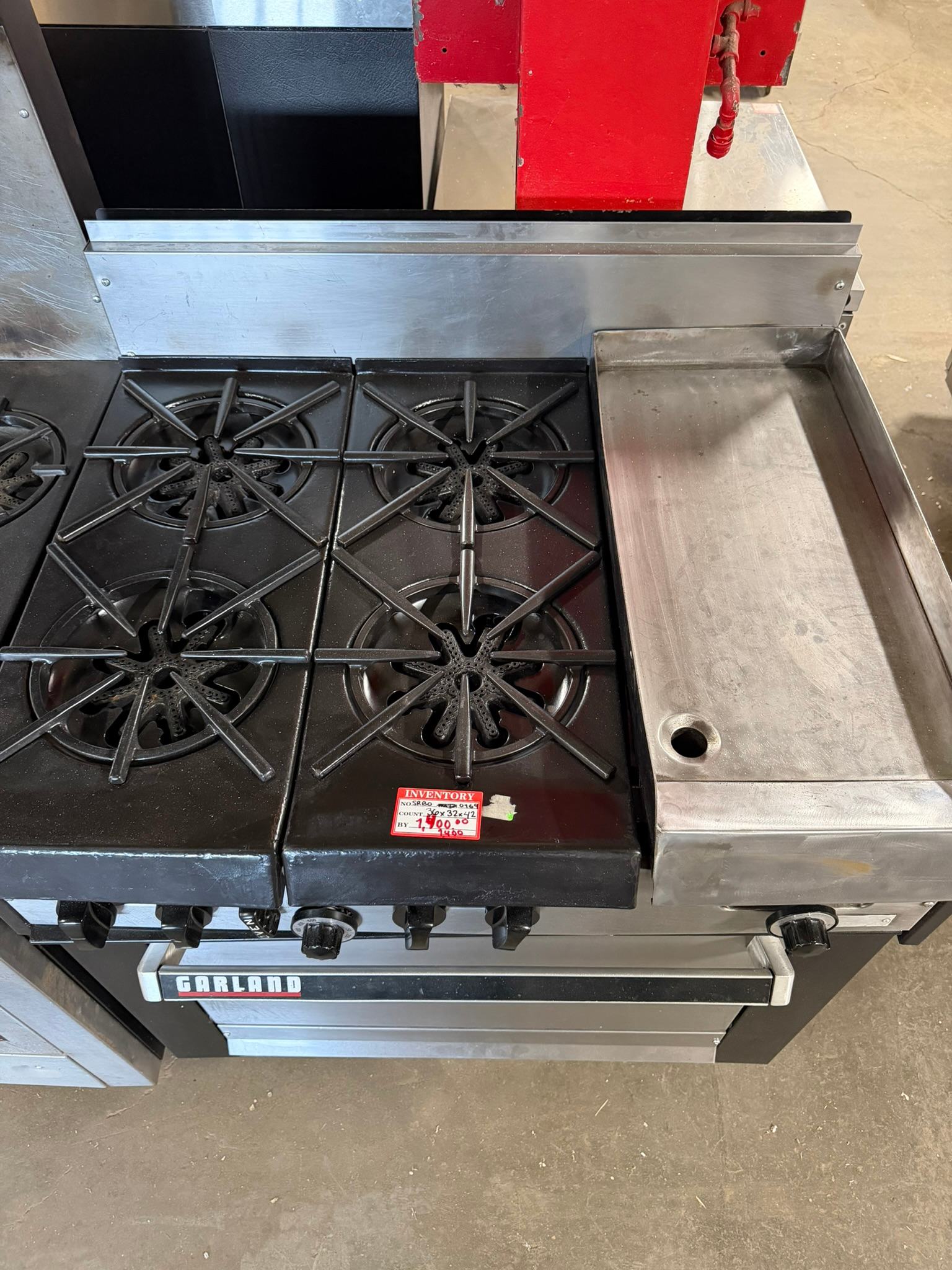 Garland 36″ – 4-Burner Gas - 12" Griddle Range w/ Standard Oven  REFURBISHED – SRBO-0169
