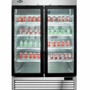 Atosa MCF8703ES 54" Bottom Mount Two Glass Door Stainless Steel Merchandising Freezer