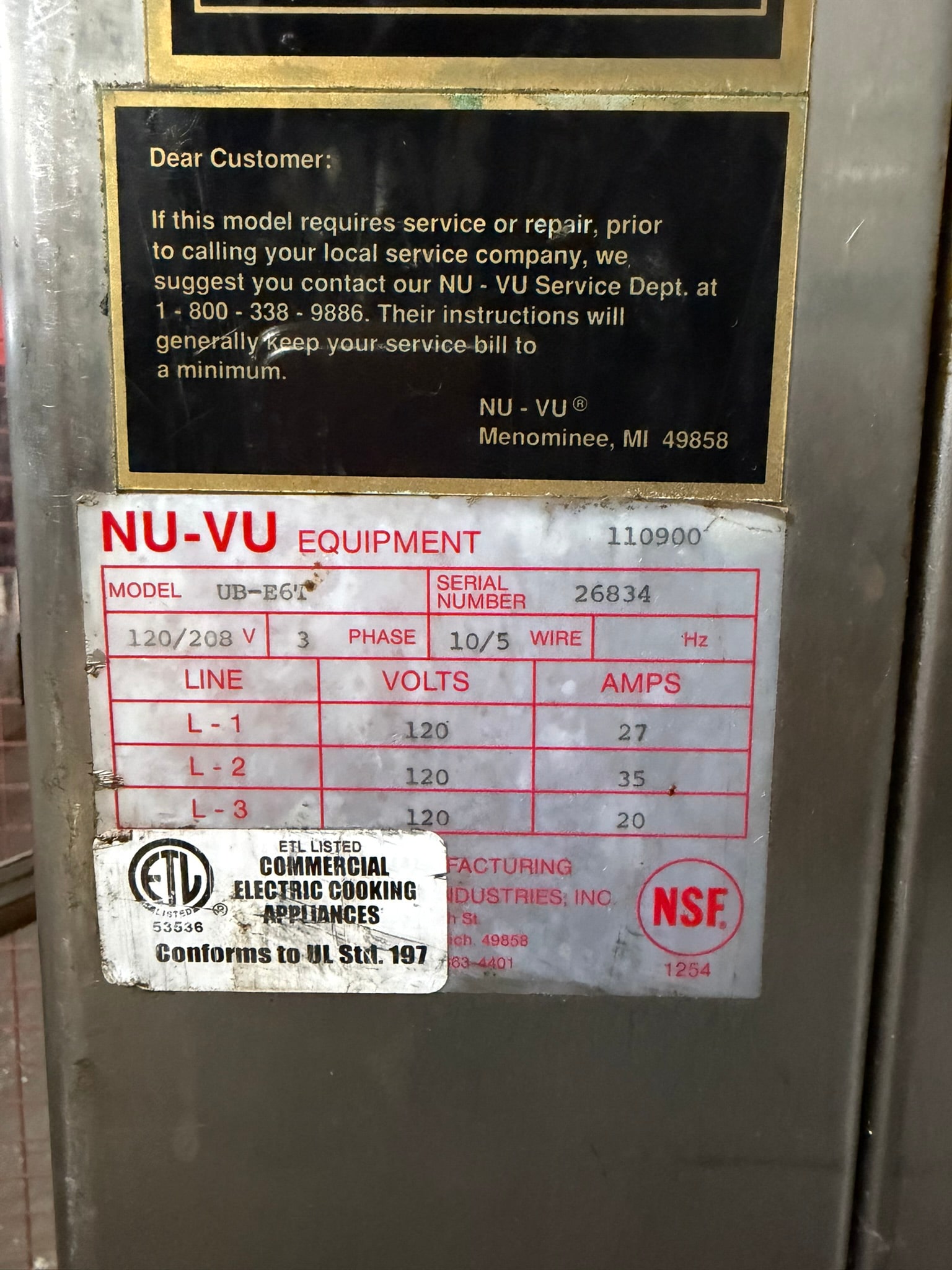 Nu-vu UB-6T Tabletop Oven REFURBISHED – SRBO-0179