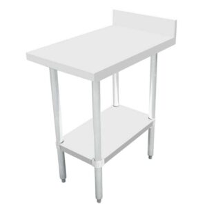 Omcan 30″ x 18″ Stainless Steel Top Work Table with 4″ Backsplash  w/ Galvanized Under-shelf - 46515