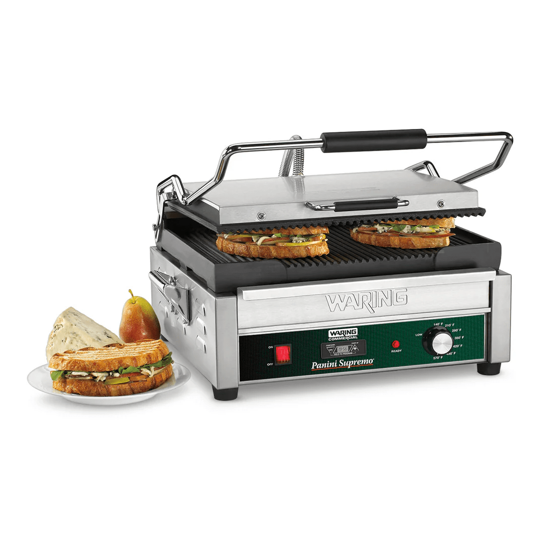 DEMO - Waring WPG250B Supremo 14.5" x 11" Panini Grill with Grooved Plates, 208V
