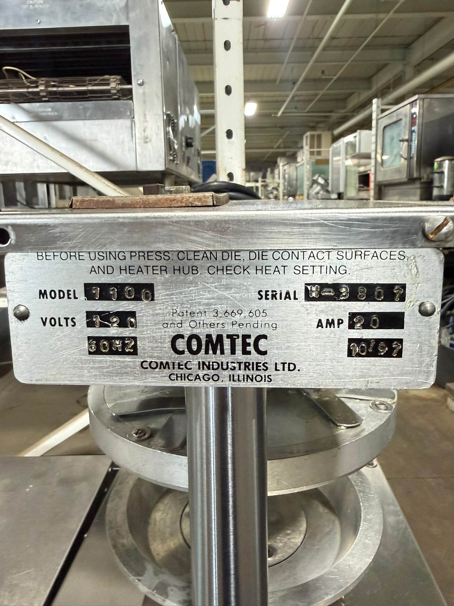 Comtec 1100 Pie Press & Pastry Crust Press REFURBISHED CFE-0136