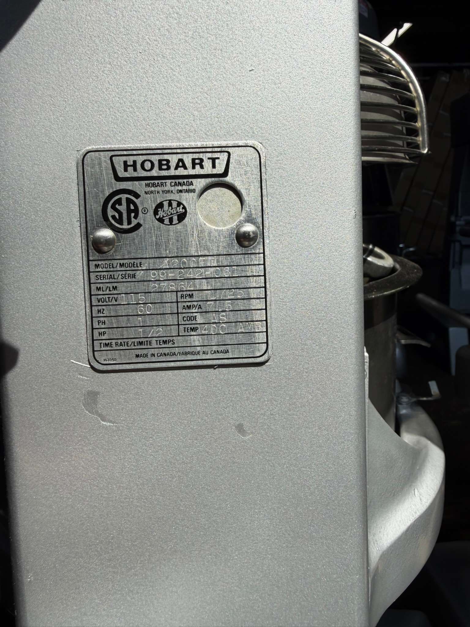 Hobart A200F 20Qt Floor Model Mixer [115V/1Phase] REFURBISHED CFE-0111