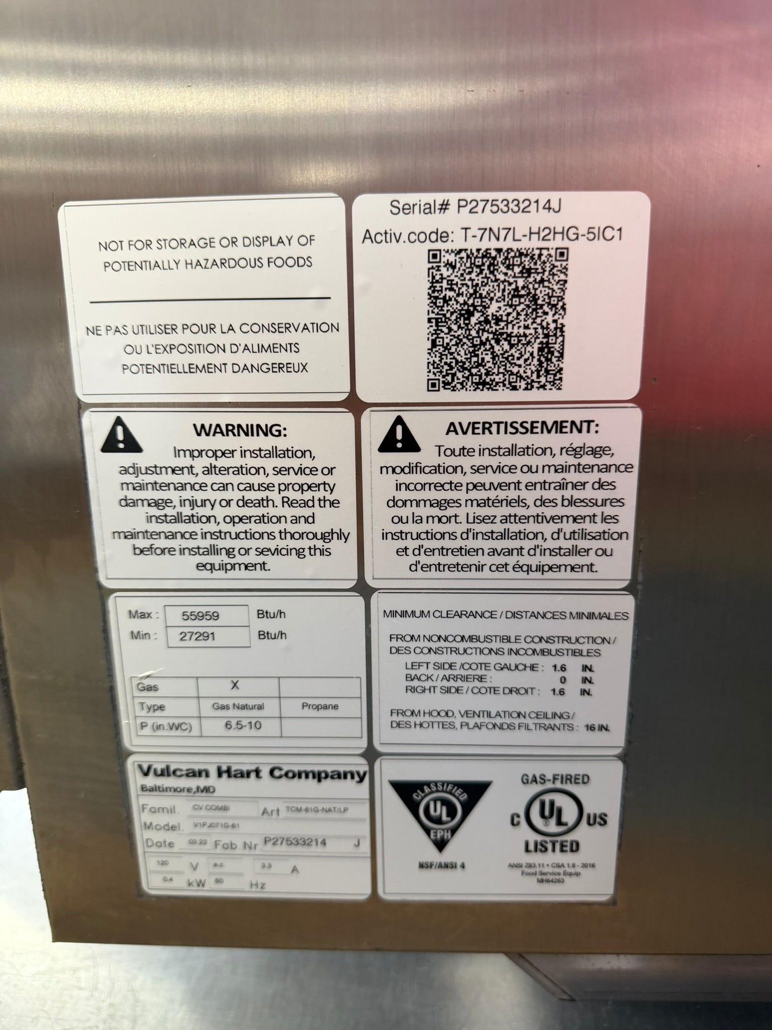 Vulcan TCM-61G Gas Combi Oven REFURBISHED CFE-0120