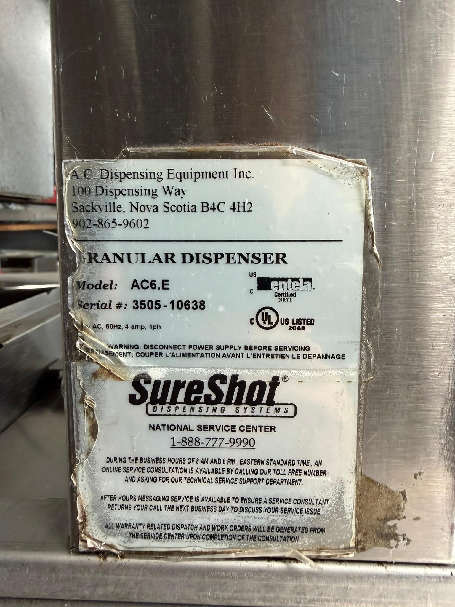 Sureshot Portion Control Sugar Dispenser with 6 lb Hopper AC6.E-15REFURBISHED CFE-0127 Sureshot Portion Control Sugar Dispenser with 6 lb Hopper AC6.E-15REFURBISHED CFE-0127