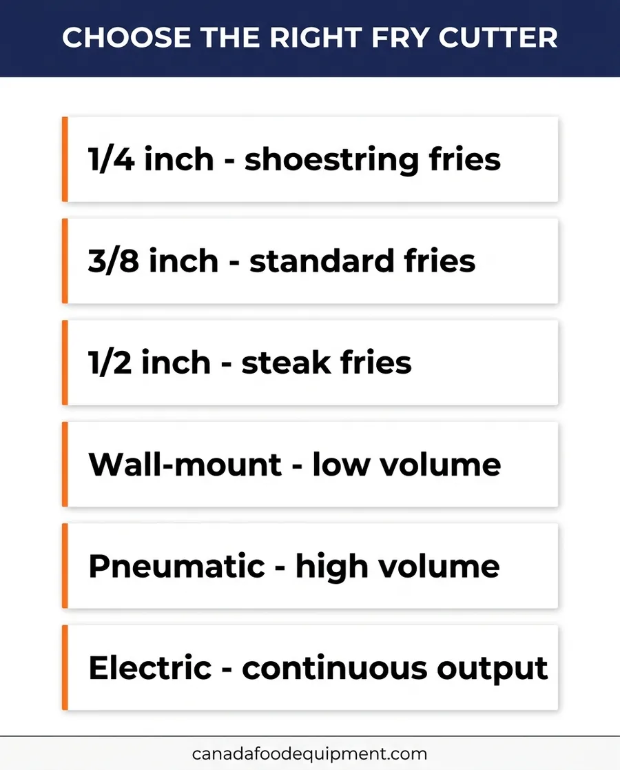 Infographic showing how to choose the right commercial fry cutter
