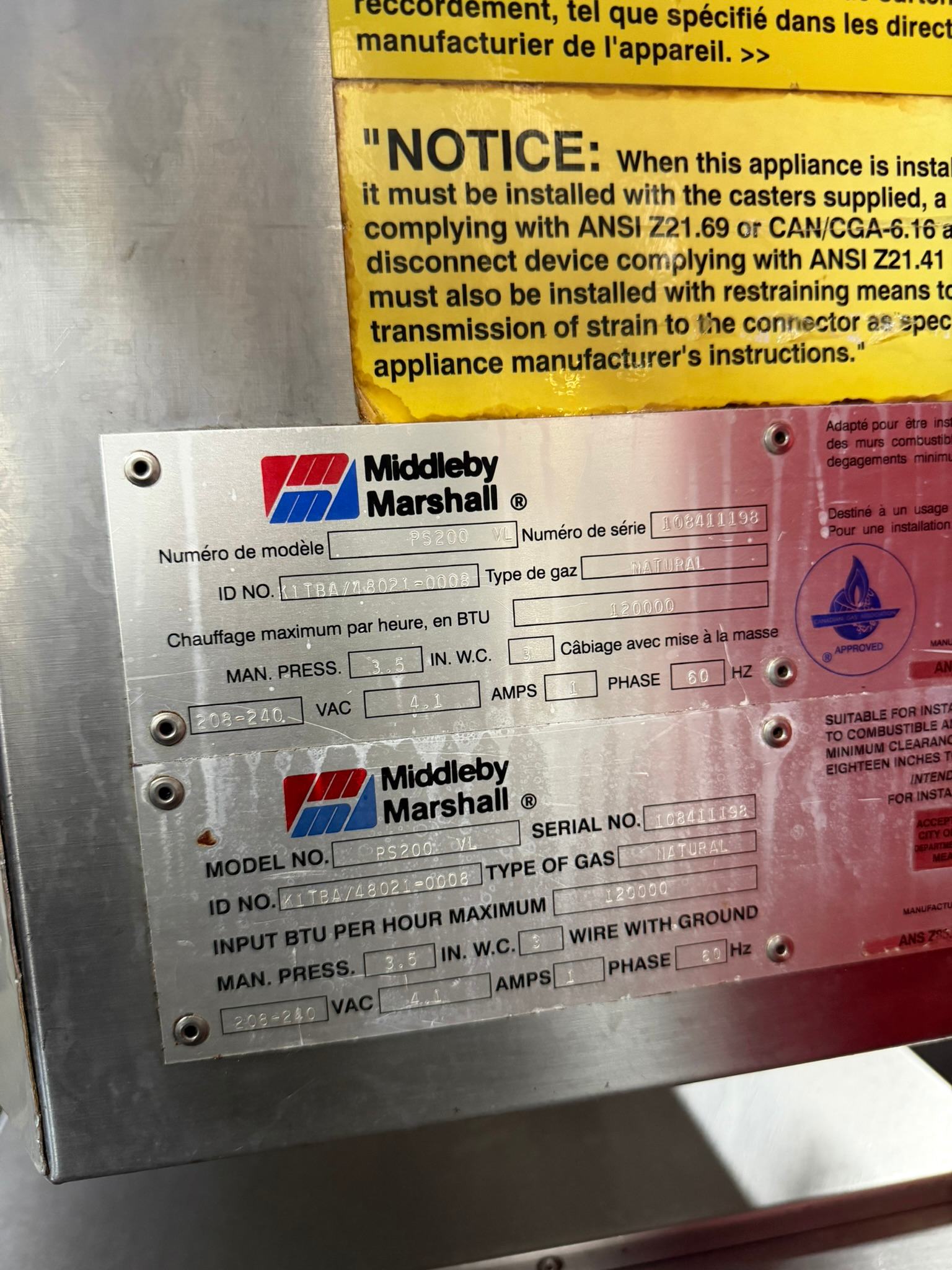 Middleby Marshall PS200 VL Double Deck Conveyor Pizza Oven - Nat Gas REFURBISHED CFE-0227 Middleby Marshall PS200 VL Double Deck Conveyor Pizza Oven - Nat Gas REFURBISHED CFE-0227