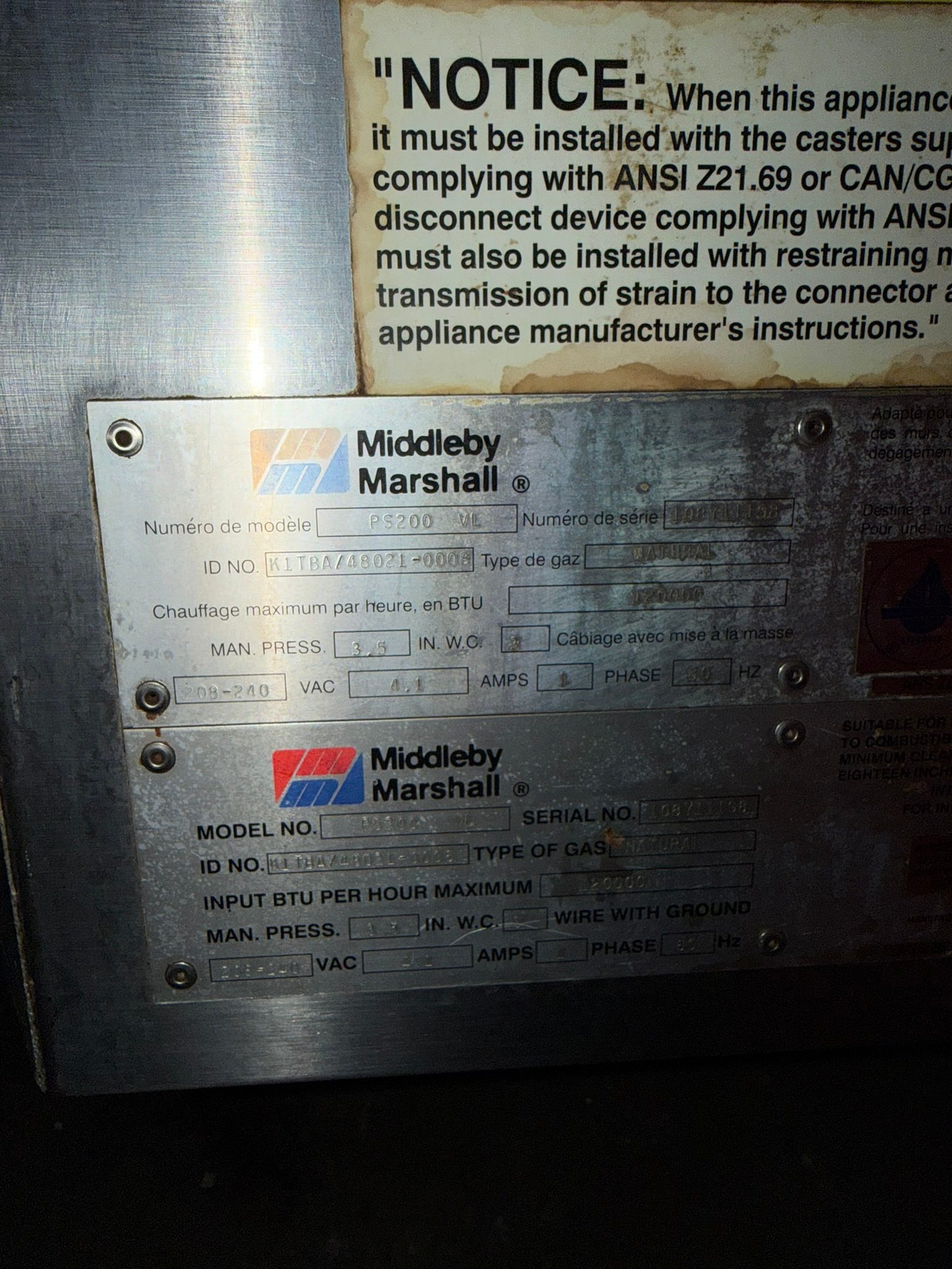 Middleby Marshall PS200 VL Double Deck Conveyor Pizza Oven - Nat Gas REFURBISHED CFE-0227 Middleby Marshall PS200 VL Double Deck Conveyor Pizza Oven - Nat Gas REFURBISHED CFE-0227