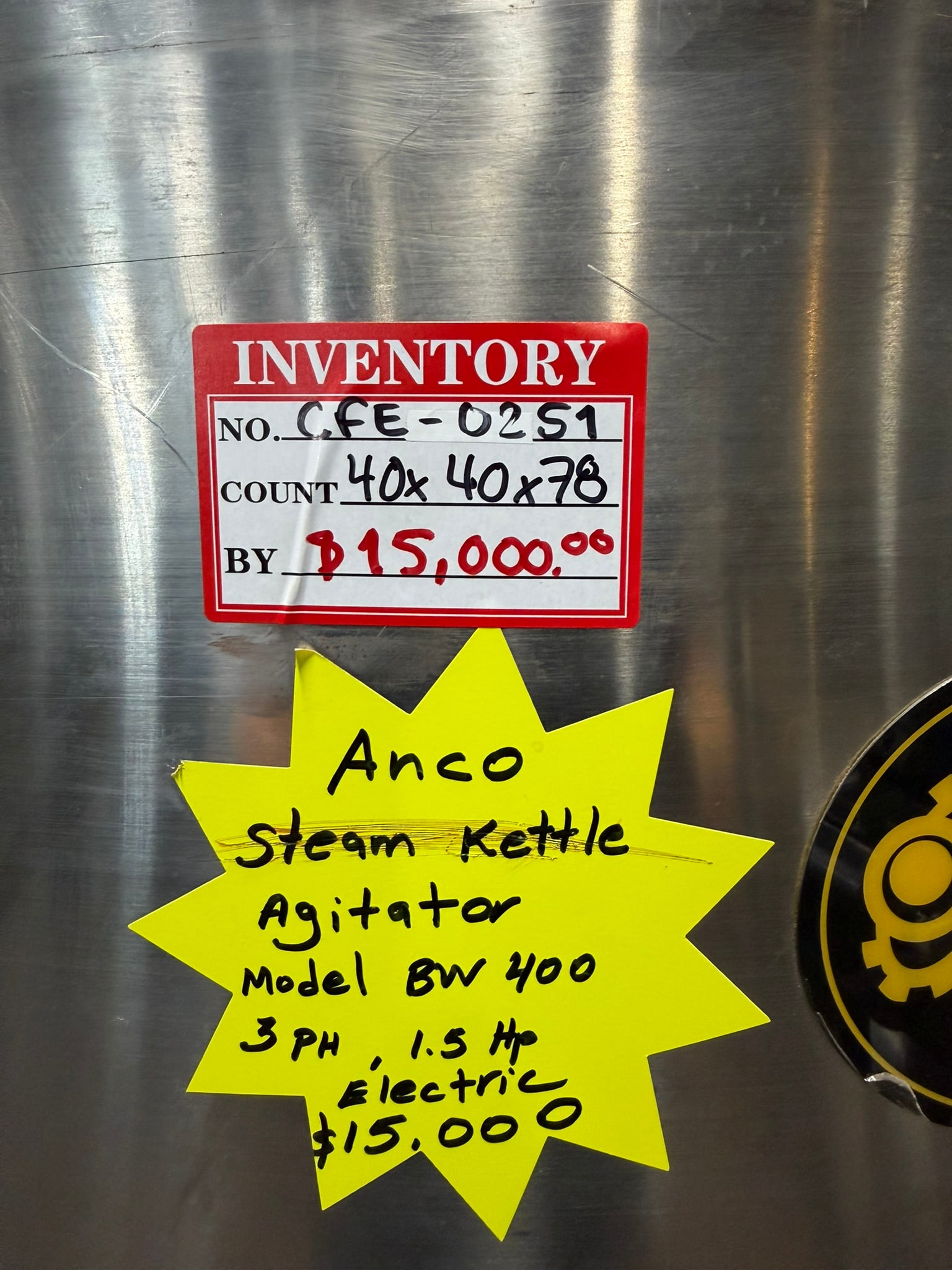 Anko Chiller Agitator | BW400 | 3 Ph 1.5 HP Electric REFURBISHED CFE-0251 Anko Chiller Agitator | BW400 | 3 Ph 1.5 HP Electric REFURBISHED CFE-0251