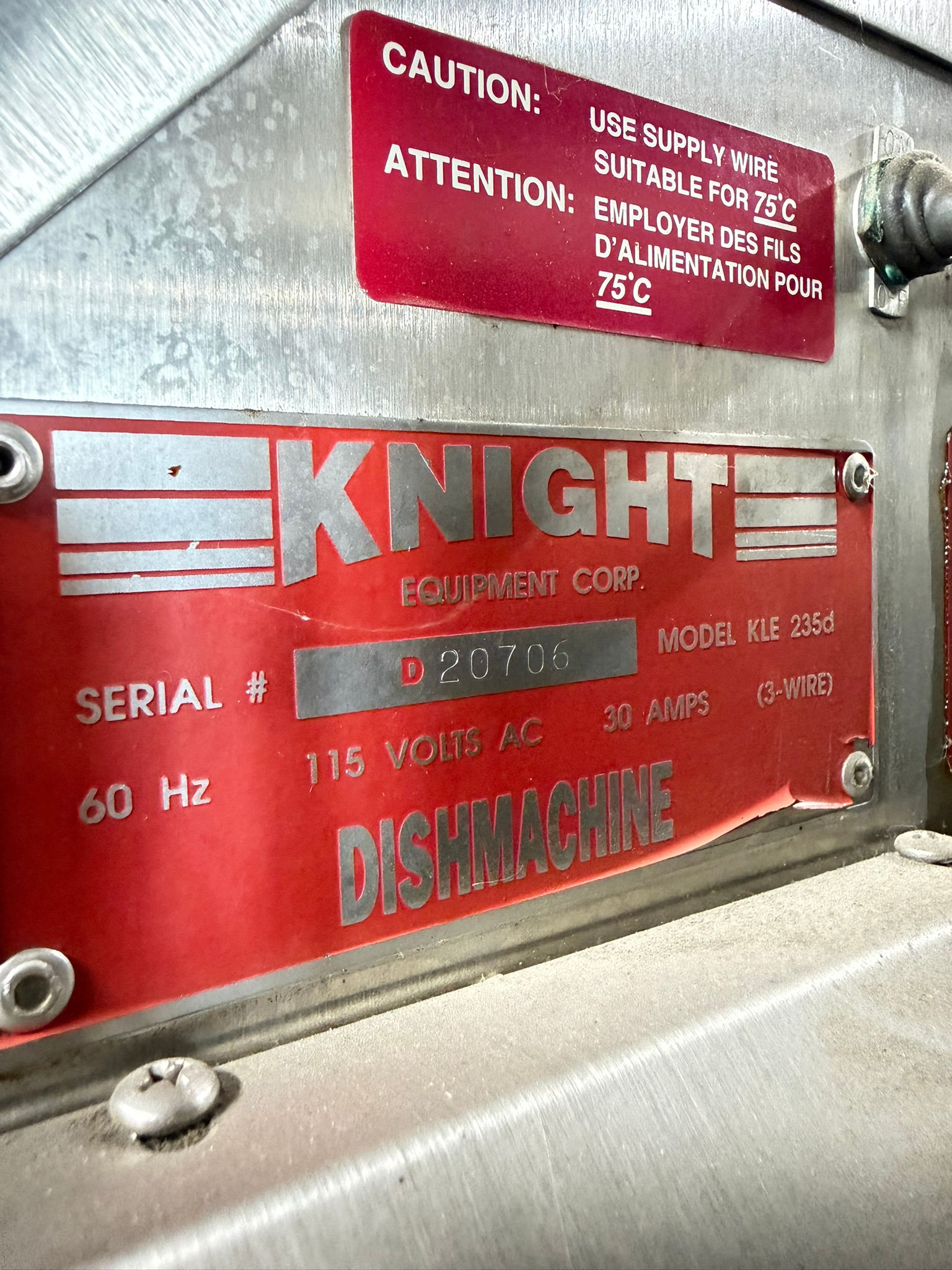 Knight KLE-235D Heavy-duty, Double-tank commercial dish machine built for medium-to-high volume ware washing REFURBISHED CFE-0300 Knight KLE-235D Heavy-duty, Double-tank commercial dish machine built for medium-to-high volume ware washing REFURBISHED CFE-0300