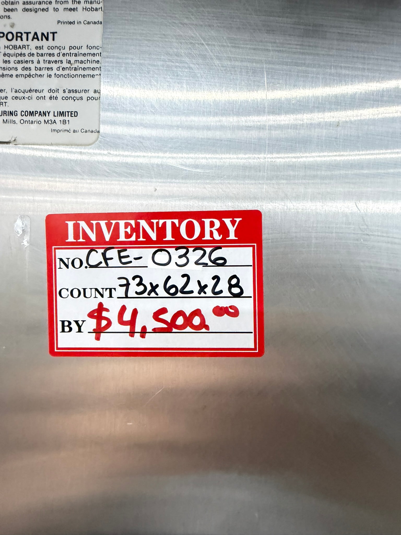 Hobart CRS66 High-capacity, flight-type commercial dishwasher capable of washing up to 202 racks per hour REFURBISHED CFE-0326