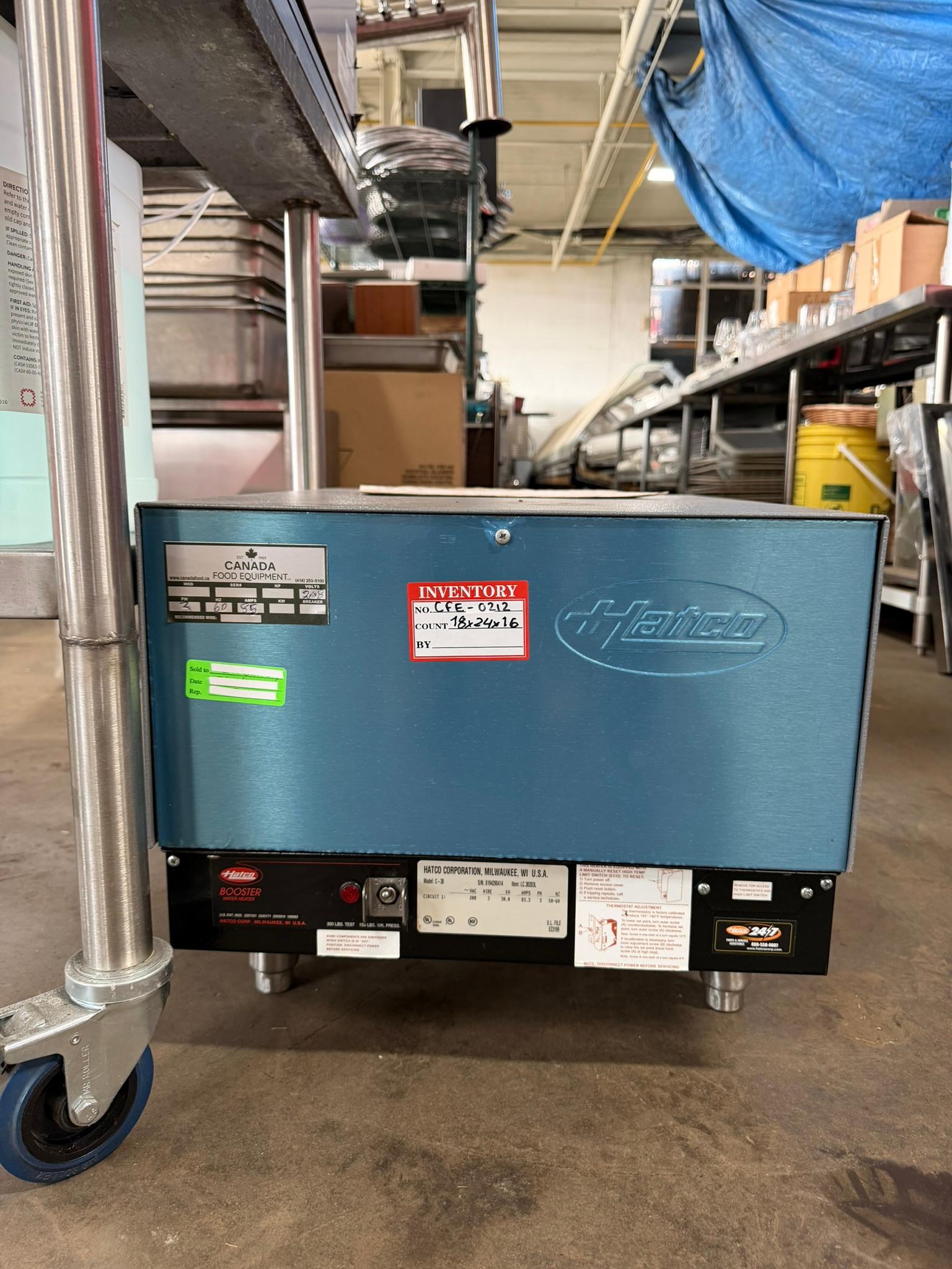 Hatco C-30 Compact Booster Water Heater - 208V, 3 Phase, 30 kW REFURBISHED CFE-0212 Hatco C-30 Compact Booster Water Heater - 208V, 3 Phase, 30 kW REFURBISHED CFE-0212