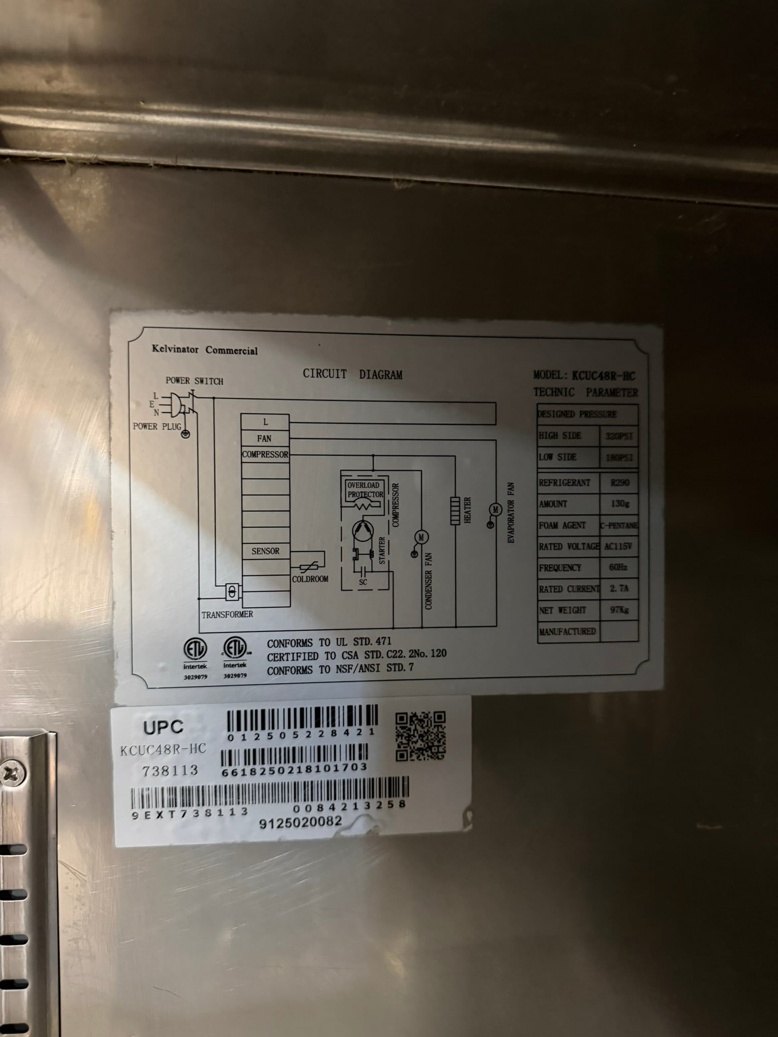 Kelvinator KCHUC48R 48” 2 Door Undercounter Refrigerator REFURBISHED CFE-0161