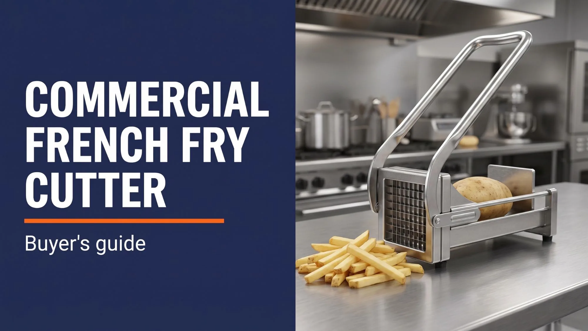 Commercial french fry cutter buyer's guide, stainless wall-mount cutter with potato and fries