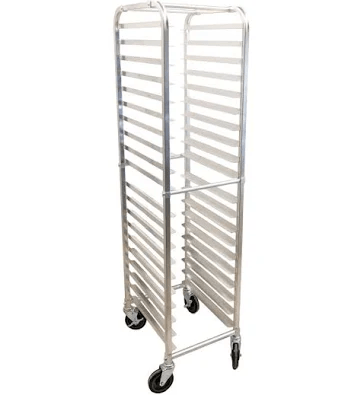 Mobile Steam Table Pan Rack, 20 Slides with 3″ Spacing, Curved Top, Aluminum - 47802