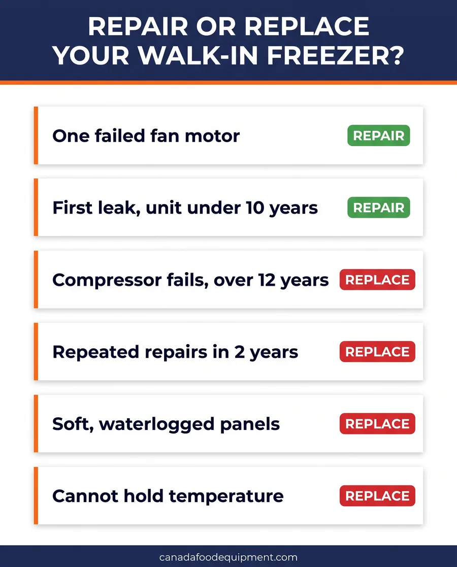Seven warning signs your restaurant walk-in freezer needs replacement
